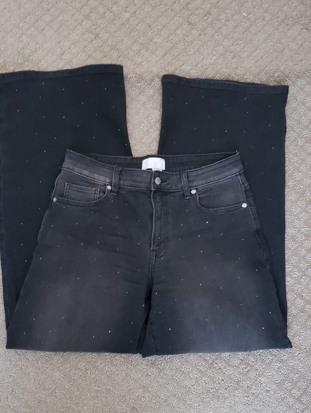 PINK Victoria's Secret Black Flare Jeans with Subtle Studs